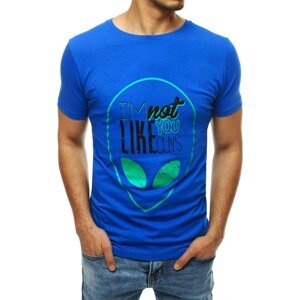 T-shirt męski z nadrukiem niebieski Dstreet