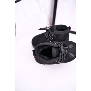 Boto Children's Lace-up Snow Boots Insulated With Fur Black Hunter