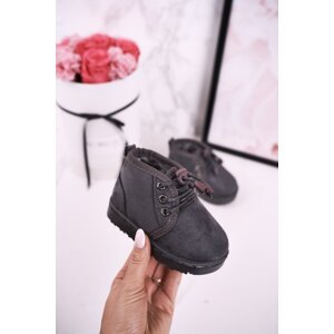 Boto Children's Lace-up Snow Boots Insulated With Fur Grey Hunter