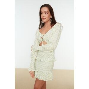 Trendyol Floral Pattern Woven Frill Blouse and Skirt Set