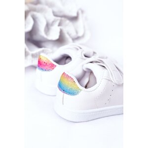 Boto Children's Sneakers With Velcro White-Rainbow Cute Girl