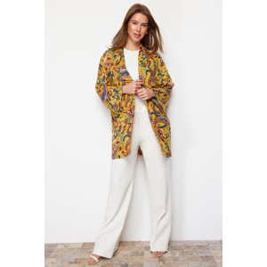 Trendyol Yellow Paisley Patterned Viscose Kimono & Kaftan