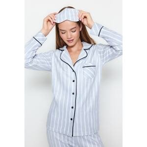 Trendyol Blue Striped Conducte detaliate tricotate pijamale Set