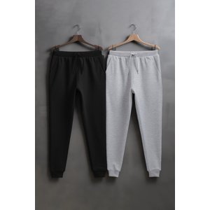 Trendyol Grey-Black Regular/Normal Cut Elasticized Jogger 2 Pack Sweatpants