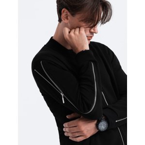Ombre Men's bomber jacket with decorative zips on sleeves AMSTERDAM