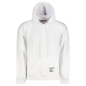 Trendyol White Oversize/Wide Cut Hooded Labeled Fleece/Warm Sweatshirt