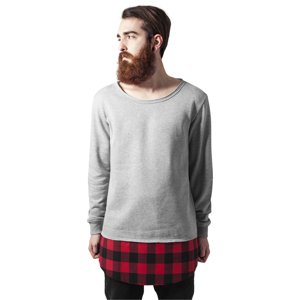 Long Flanell Bottom Open Edge Crewneck Grey/Block/Red