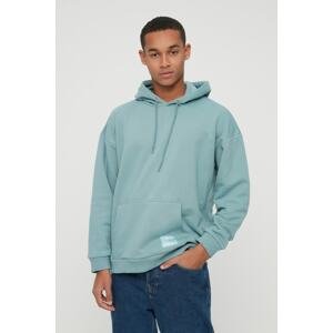 Trendyol Mint Oversize/Wide Cut Hooded Fleece Inside/Warm Sweatshirt