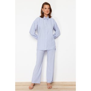 Trendyol Light Blue Long Back Wide Leg Shirt-Pants Weave Suit