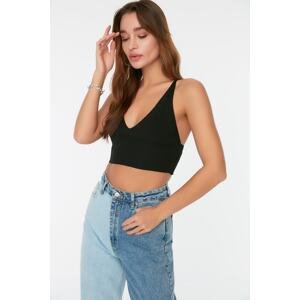 Trendyol Black Super Crop Back Detailed Knitted Thin Blouse