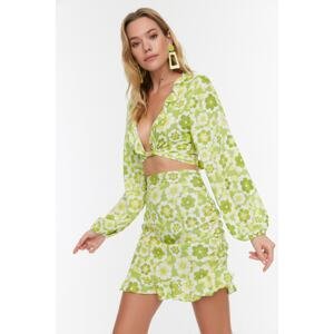 Trendyol Green Floral Print Beach Top-Top Set
