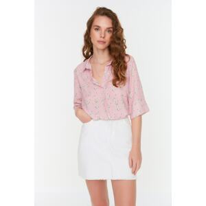 Trendyol Pink Floral Pattern Woven Blouse