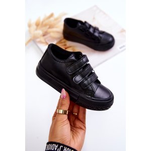 Boto Children's Leather Sneakers With Velcro Black Foster