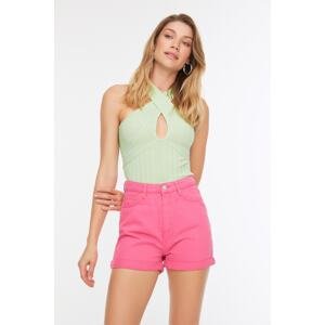 Trendyol Folded Fuchsia Legs Denim Shorts