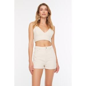 Trendyol Stone High Waist Denim Shorts