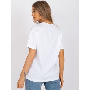 White loose T-shirt with appliqué and print