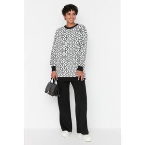 Trendyol Black Geometric Patterned Sweater-Pants Knitwear Set