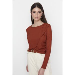 Trendyol Brown Crew Neck Cress Knitted Blouse