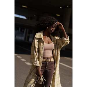 Women's green checkered beige shirt