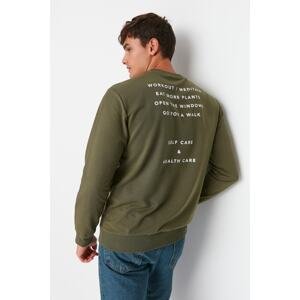 Trendyol Khaki Men's Regular Fit Long Sleeve Crewneck Printed Sweatshirt