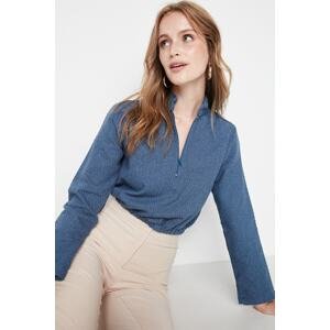 Trendyol Blue Woven Stand Up Blouse
