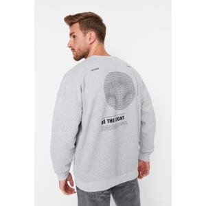 Trendyol Grey Oversize/Wide Cut Fleece Inside/Warm Mystic Print Sweatshirt