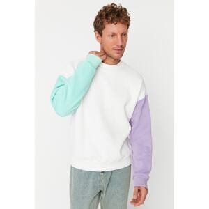 Trendyol Ecru Oversize/Wide Cut Paneled Inside Polar Fleece/Warm Sweatshirt