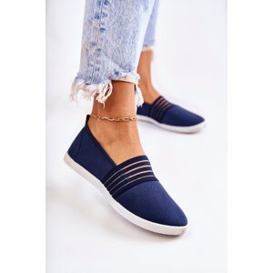 S. BARSKI Women's Cloth Sneakers Slip-On Navy Blue Lilis