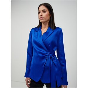 Dark blue satin jacket with ORSAY tie - Women