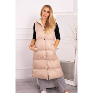 Quilted vest with hood beige