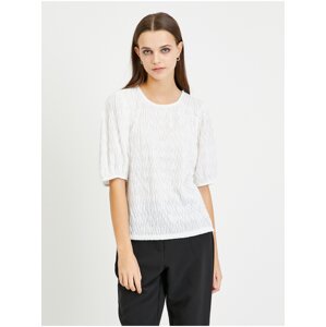 White pleated blouse with balloon sleeves VILA Plisso - Women