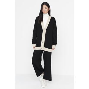 Trendyol Stone Strip Detailed Cardigan-Pants Knitwear Set