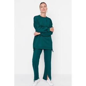 Trendyol Green Oversize Slit Detailed Scuba Tunic-Pants Knitted Bottom-Top Set