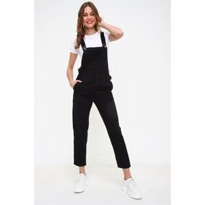 Trend Alaçatı Stili Women's Black Denim Gardener Salopet