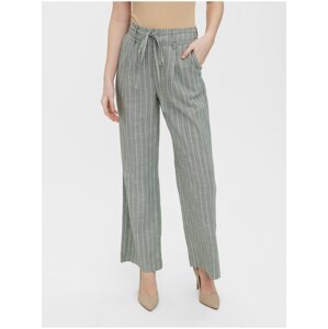 Light green striped wide trousers VERO MODA Serena - Women's