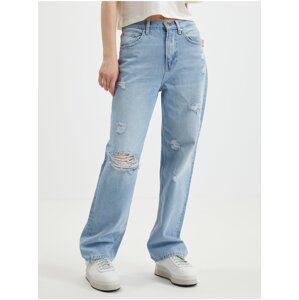 Light blue women's straight fit jeans with ripped effect ONLY D - Ladies