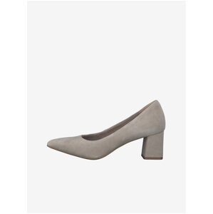 Beige Women's Suede Pumps with Low Heel Tamaris - Ladies