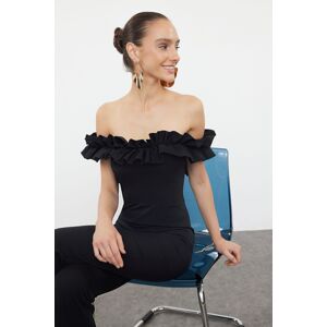 Trendyol Black Ruffle Collar Woven Jumpsuit