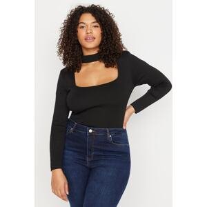 Trendyol Curve Black Collar Detailed Body-hugging Knitwear Blouse