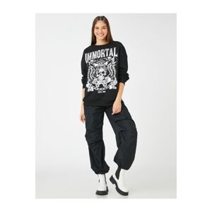 Koton Motto Printed Sweatshirt Long Sleeve Crew Neck Fleece