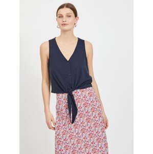 Dark blue short top with tie VILA Anika - Women's