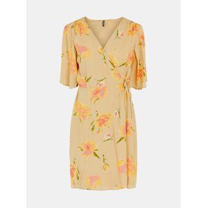 Yellow Floral Wrap Dress with Tie Pieces Tianna - Women