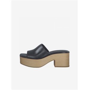 Black leather heeled slippers Tamaris - Women's