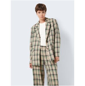 Beige women's oversize checkered blazer Noisy May Laura - Women's