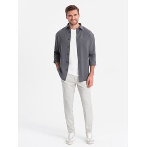 Ombre Men's pants with a classic cut in a delicate check - beige