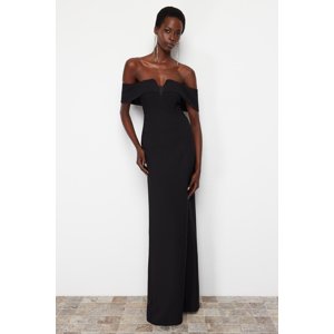 Trendyol Black Body-Sitting Woven Long Evening Dress