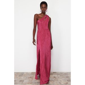 Trendyol Plum A-Line Lined Knitted Long Evening Dress