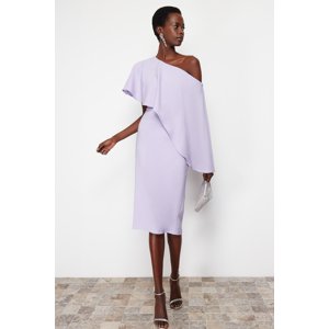 Trendyol Lilac Cape Detailed Woven Elegant Evening Dress