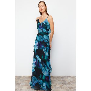 Trendyol Multicolored Ruffled Woven Long Evening Dress