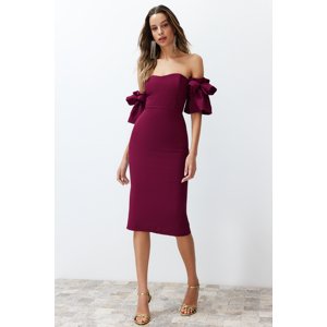 Trendyol Woven Elegant Evening Dress with Purple Rose Accessories